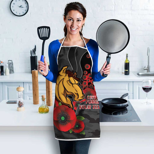 Brisbane Broncos ANZAC Personalised Apron Lest We Forget Poppy Camo