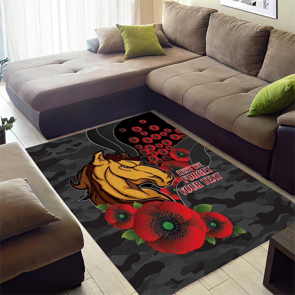 Brisbane Broncos ANZAC Personalised Area Rug Lest We Forget Poppy Camo