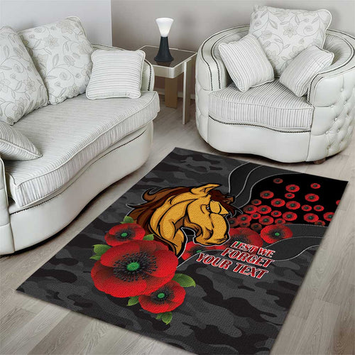 Brisbane Broncos ANZAC Personalised Area Rug Lest We Forget Poppy Camo