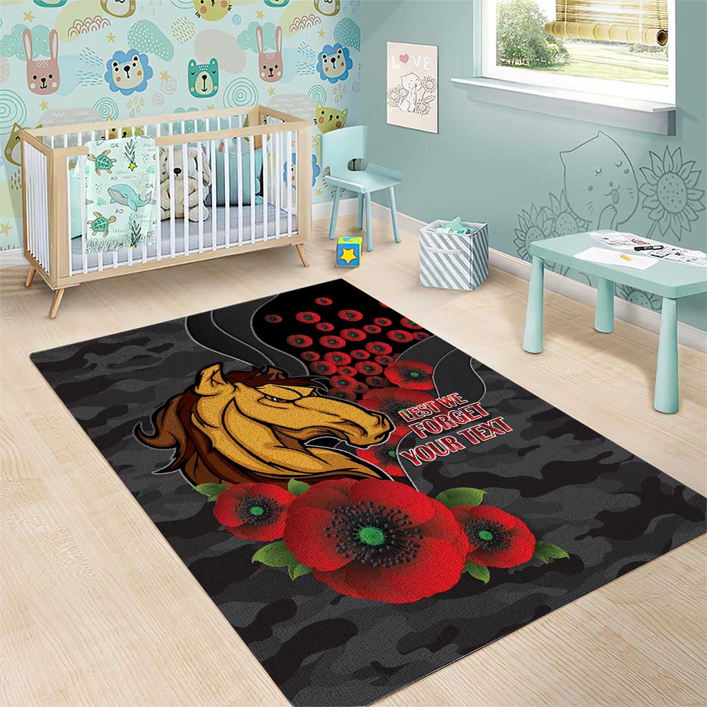 Brisbane Broncos ANZAC Personalised Area Rug Lest We Forget Poppy Camo