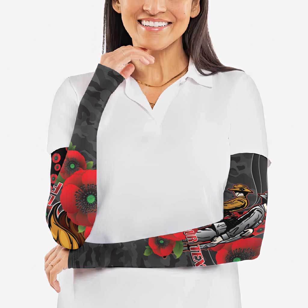 Brisbane Broncos ANZAC Personalised Arm Sleeves Lest We Forget Poppy Camo
