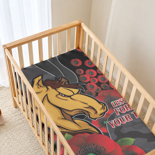 Brisbane Broncos ANZAC Personalised Baby Bed Cover Lest We Forget Poppy Camo