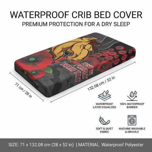 Brisbane Broncos ANZAC Personalised Baby Bed Cover Lest We Forget Poppy Camo