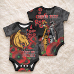 Brisbane Broncos ANZAC Personalised Baby Onesie Lest We Forget Poppy Camo