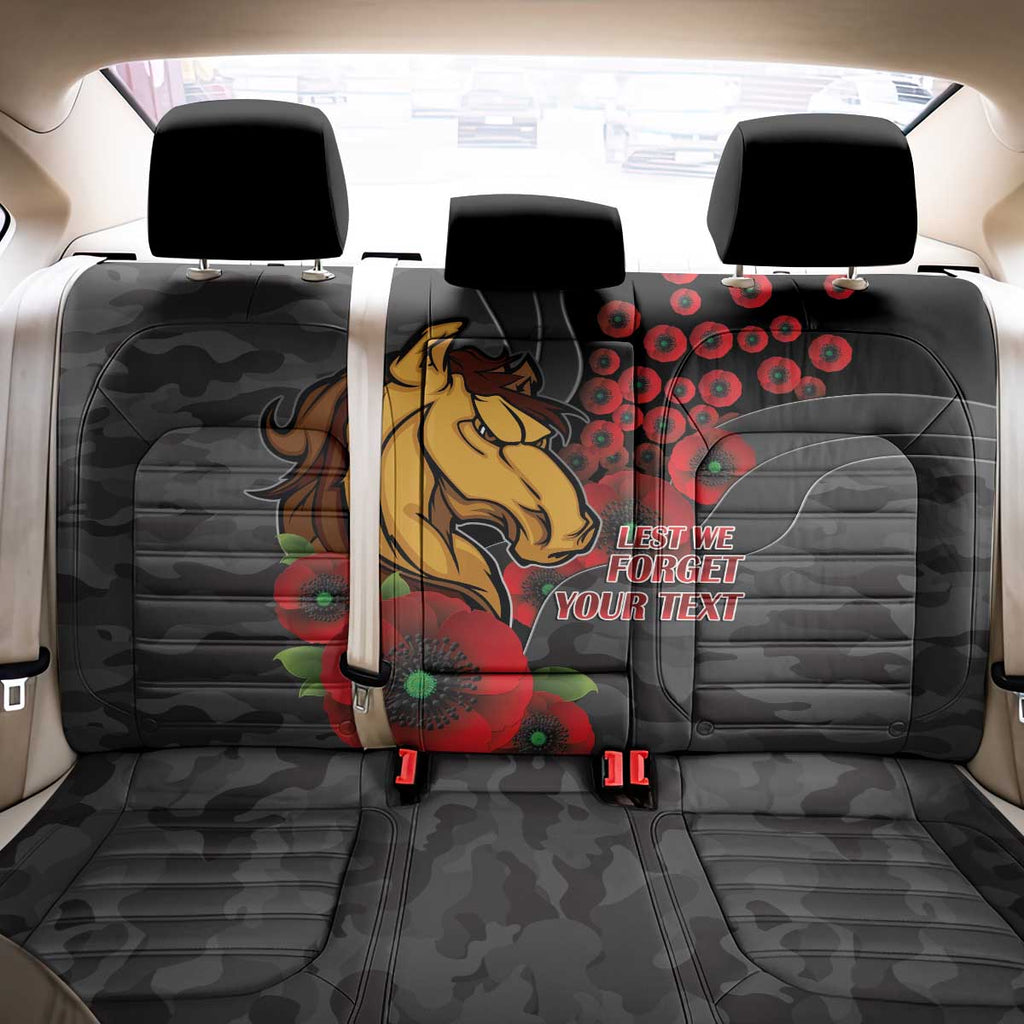 Brisbane Broncos ANZAC Personalised Back Car Seat Cover Lest We Forget Poppy Camo
