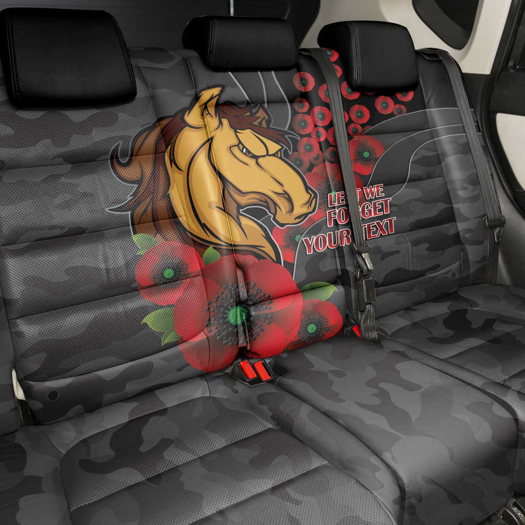 Brisbane Broncos ANZAC Personalised Back Car Seat Cover Lest We Forget Poppy Camo