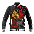 Brisbane Broncos ANZAC Personalised Baseball Jacket Lest We Forget Poppy Camo