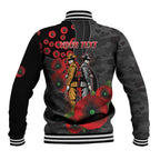 Brisbane Broncos ANZAC Personalised Baseball Jacket Lest We Forget Poppy Camo