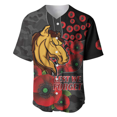 Brisbane Broncos ANZAC Personalised Baseball Jersey Lest We Forget Poppy Camo
