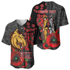 Brisbane Broncos ANZAC Personalised Baseball Jersey Lest We Forget Poppy Camo