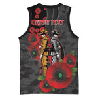 Brisbane Broncos ANZAC Personalised Basketball Jersey Lest We Forget Poppy Camo