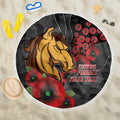 Brisbane Broncos ANZAC Personalised Beach Blanket Lest We Forget Poppy Camo