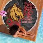 Brisbane Broncos ANZAC Personalised Beach Blanket Lest We Forget Poppy Camo