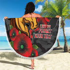 Brisbane Broncos ANZAC Personalised Beach Blanket Lest We Forget Poppy Camo