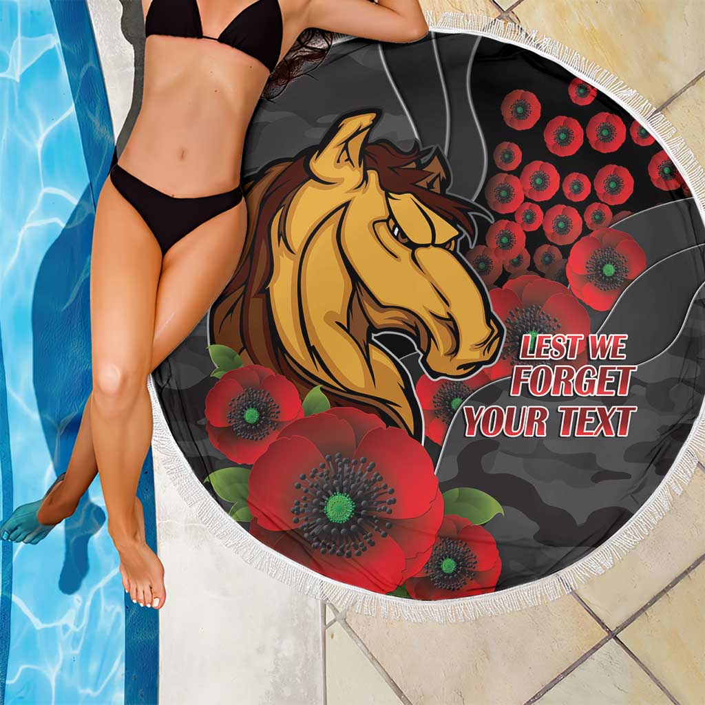 Brisbane Broncos ANZAC Personalised Beach Blanket Lest We Forget Poppy Camo