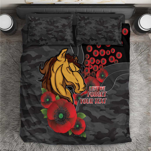Brisbane Broncos ANZAC Personalised Bedding Set Lest We Forget Poppy Camo