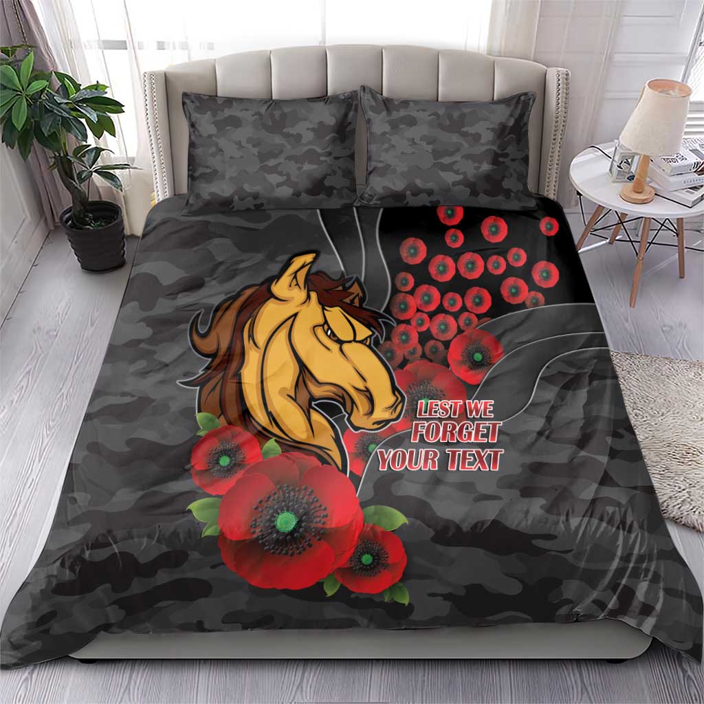 Brisbane Broncos ANZAC Personalised Bedding Set Lest We Forget Poppy Camo