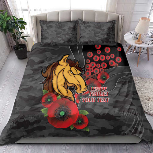 Brisbane Broncos ANZAC Personalised Bedding Set Lest We Forget Poppy Camo