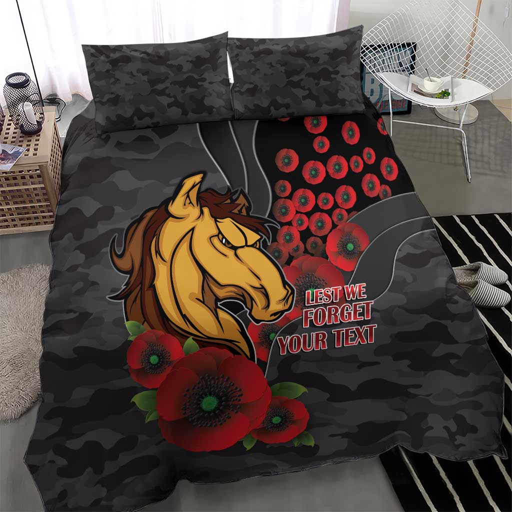 Brisbane Broncos ANZAC Personalised Bedding Set Lest We Forget Poppy Camo