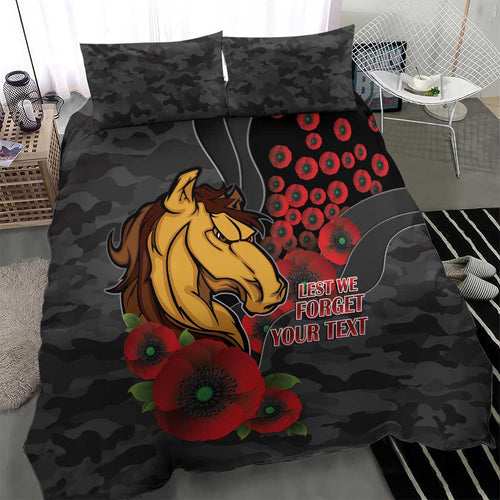 Brisbane Broncos ANZAC Personalised Bedding Set Lest We Forget Poppy Camo