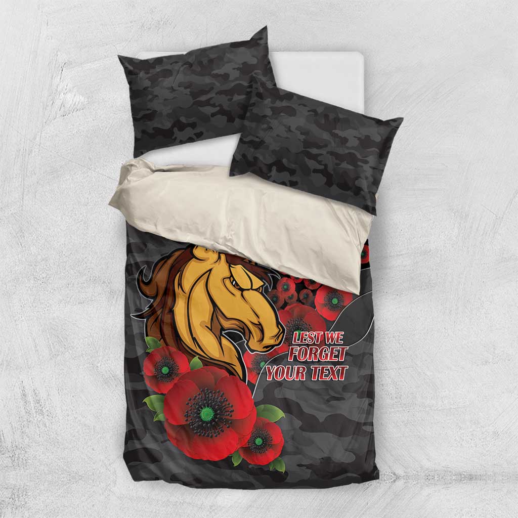 Brisbane Broncos ANZAC Personalised Bedding Set Lest We Forget Poppy Camo