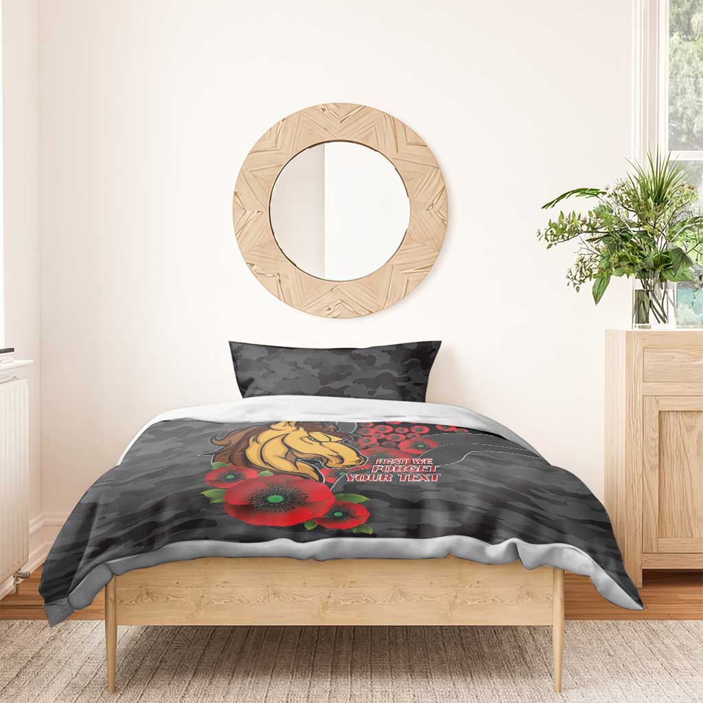 Brisbane Broncos ANZAC Personalised Bedding Set Lest We Forget Poppy Camo