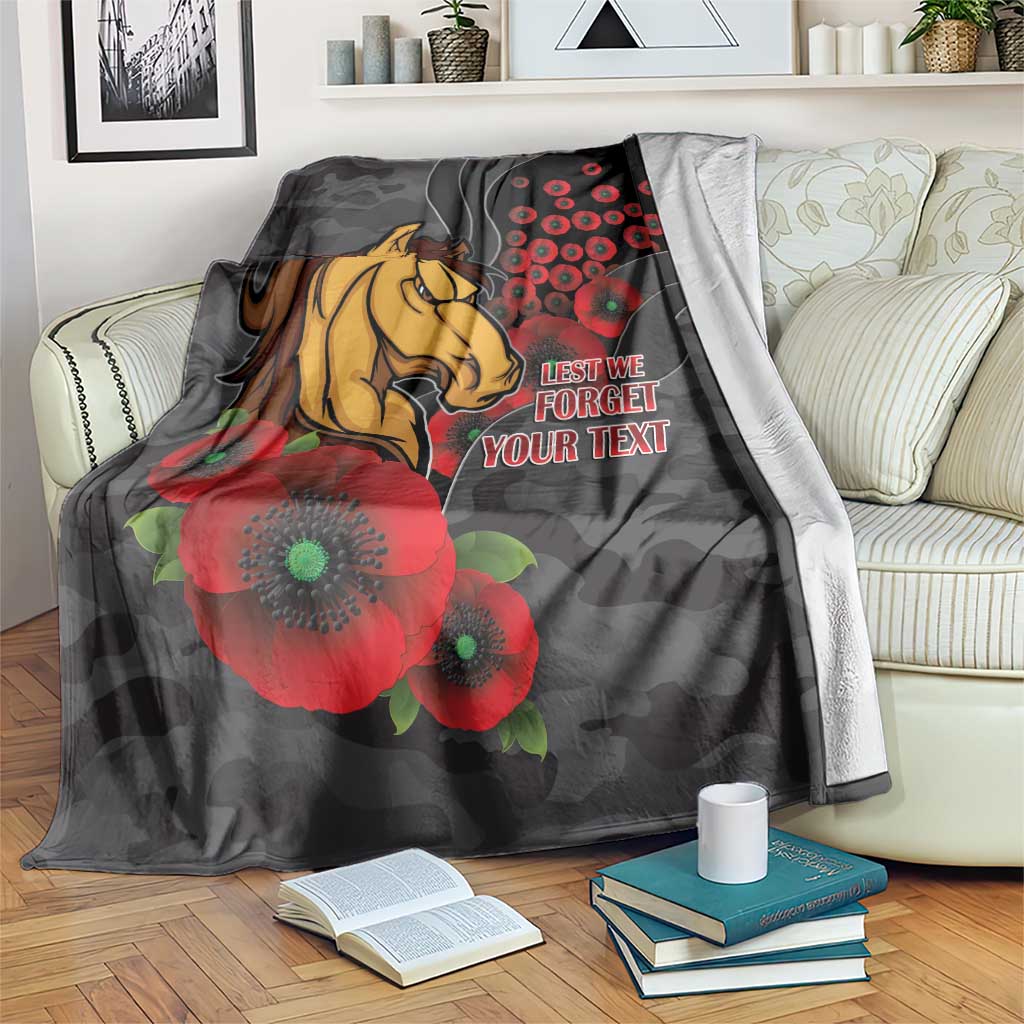 Brisbane Broncos ANZAC Personalised Blanket Lest We Forget Poppy Camo