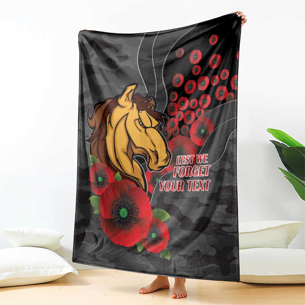 Brisbane Broncos ANZAC Personalised Blanket Lest We Forget Poppy Camo