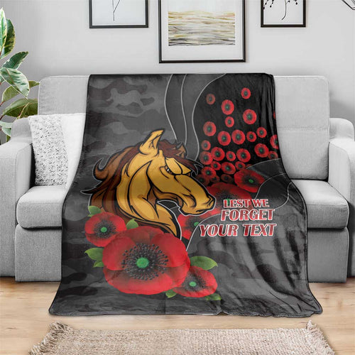 Brisbane Broncos ANZAC Personalised Blanket Lest We Forget Poppy Camo