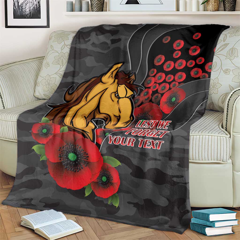 Brisbane Broncos ANZAC Personalised Blanket Lest We Forget Poppy Camo
