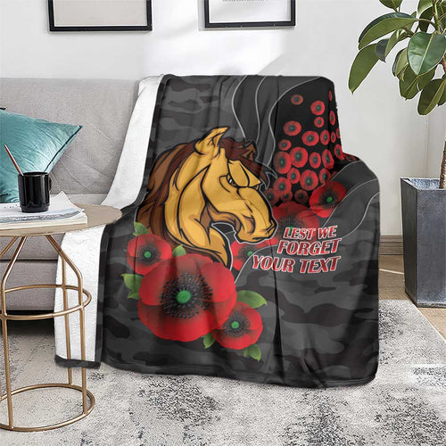 Brisbane Broncos ANZAC Personalised Blanket Lest We Forget Poppy Camo