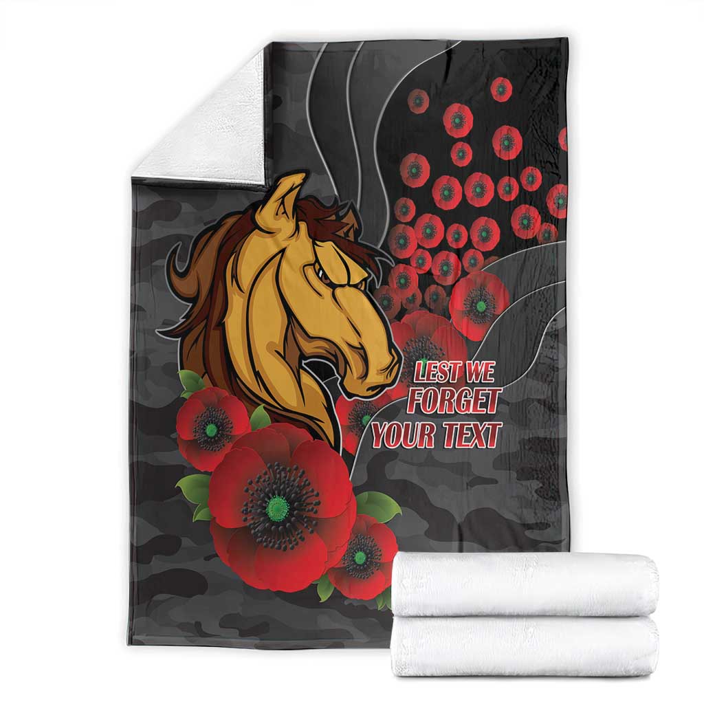 Brisbane Broncos ANZAC Personalised Blanket Lest We Forget Poppy Camo