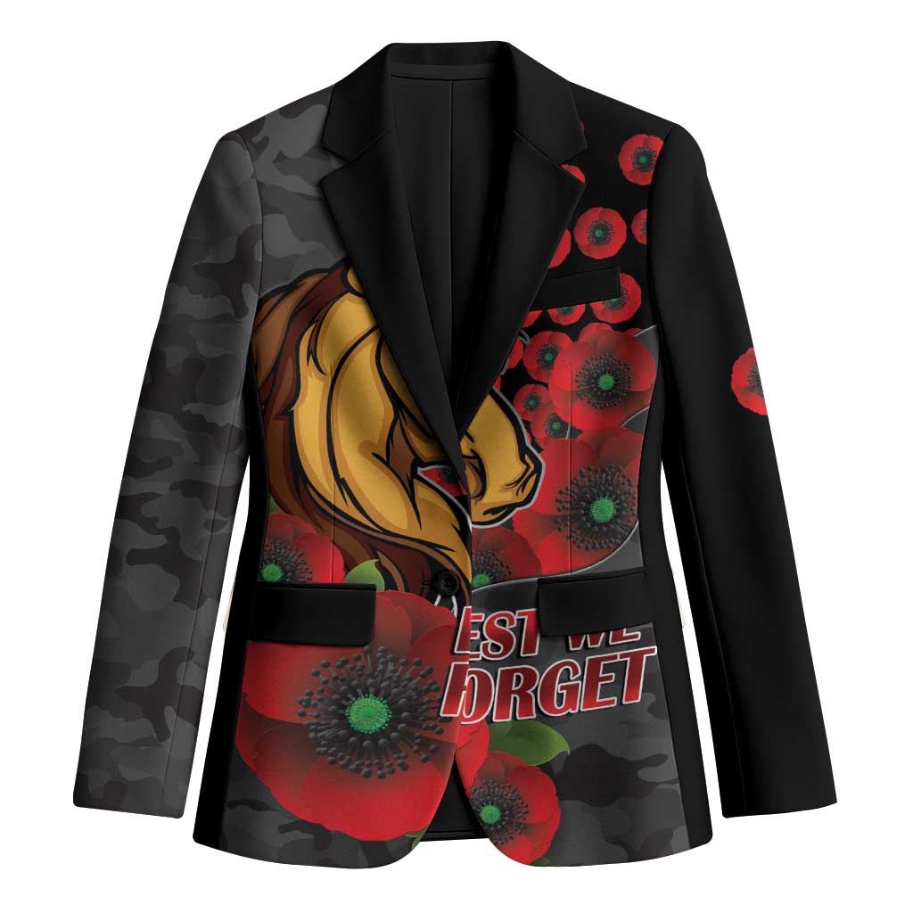 Brisbane Broncos ANZAC Personalised Blazer Lest We Forget Poppy Camo