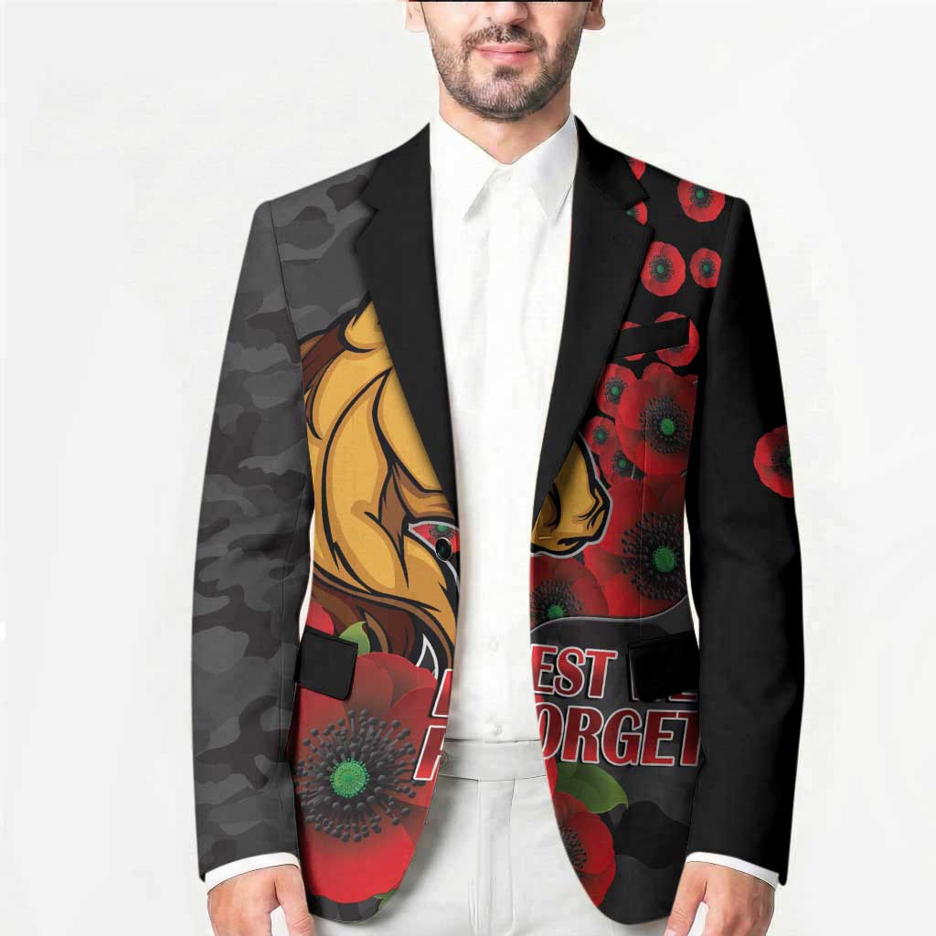 Brisbane Broncos ANZAC Personalised Blazer Lest We Forget Poppy Camo