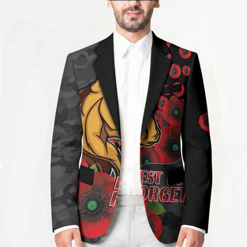 Brisbane Broncos ANZAC Personalised Blazer Lest We Forget Poppy Camo