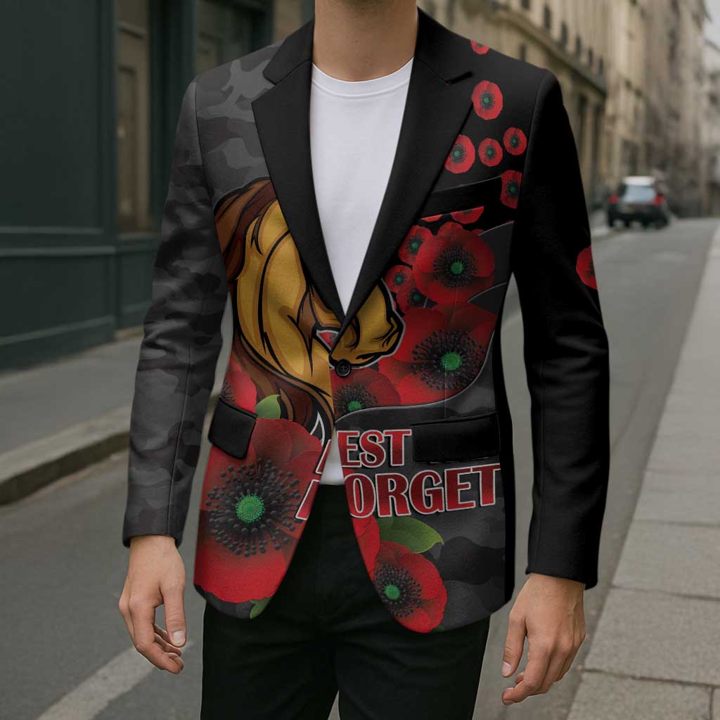 Brisbane Broncos ANZAC Personalised Blazer Lest We Forget Poppy Camo