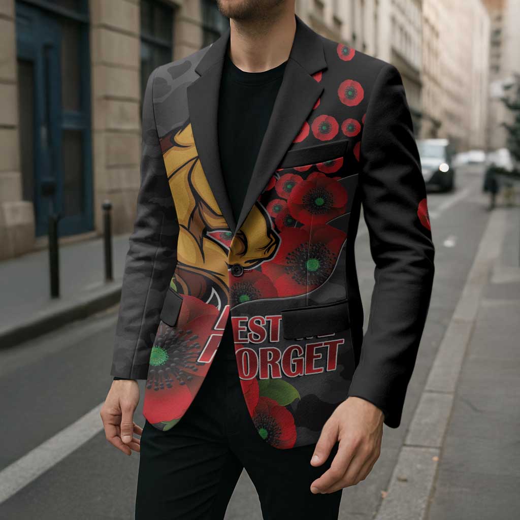 Brisbane Broncos ANZAC Personalised Blazer Lest We Forget Poppy Camo