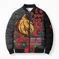 Brisbane Broncos ANZAC Personalised Bomber Puffer Jacket Lest We Forget Poppy Camo