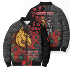 Brisbane Broncos ANZAC Personalised Bomber Puffer Jacket Lest We Forget Poppy Camo
