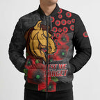 Brisbane Broncos ANZAC Personalised Bomber Puffer Jacket Lest We Forget Poppy Camo