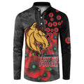 Brisbane Broncos ANZAC Personalised Button Sweatshirt Lest We Forget Poppy Camo
