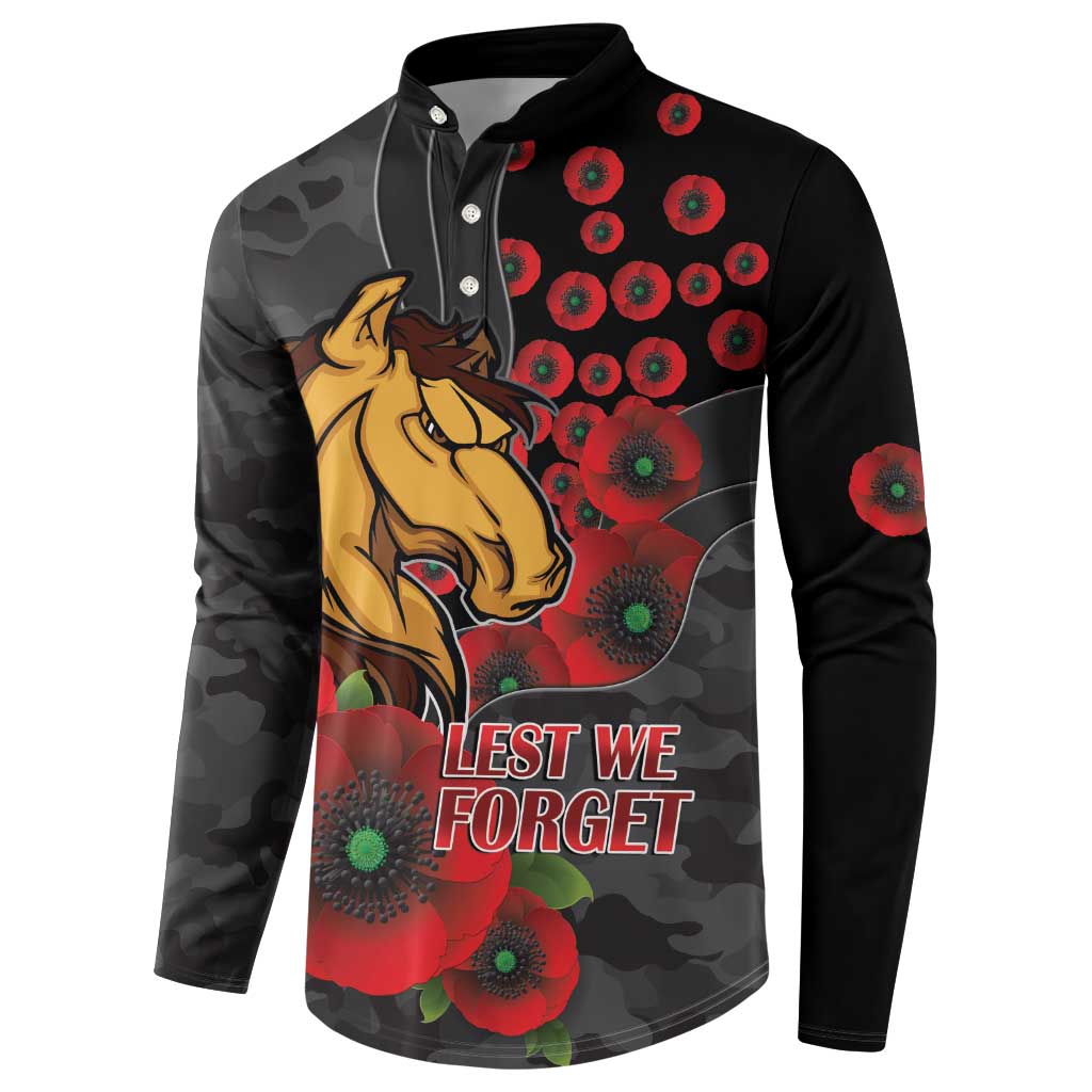 Brisbane Broncos ANZAC Personalised Button Sweatshirt Lest We Forget Poppy Camo