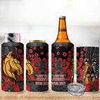 Brisbane Broncos ANZAC Personalised 4 in 1 Can Cooler Tumbler Lest We Forget Poppy Camo