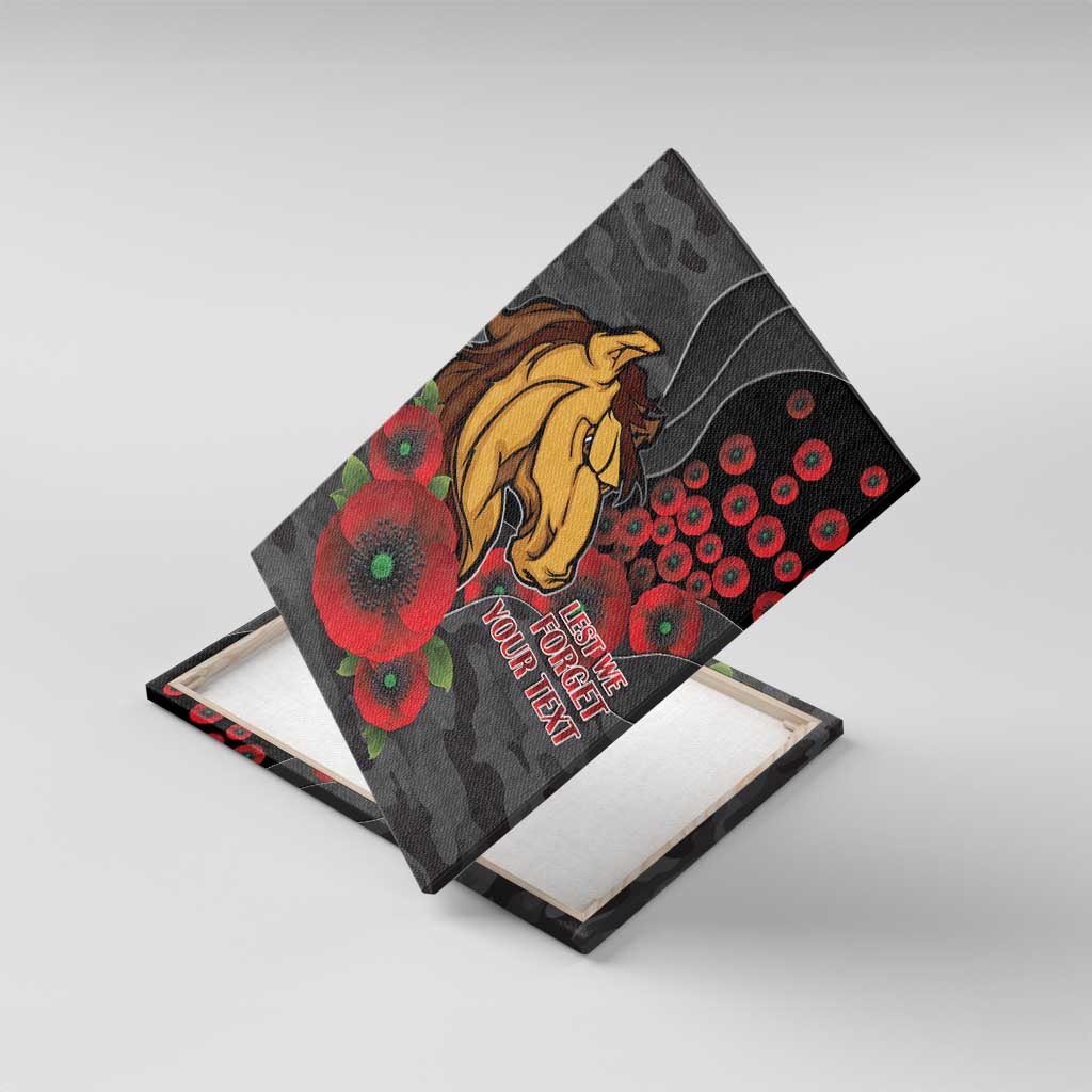 Brisbane Broncos ANZAC Personalised Canvas Wall Art Lest We Forget Poppy Camo
