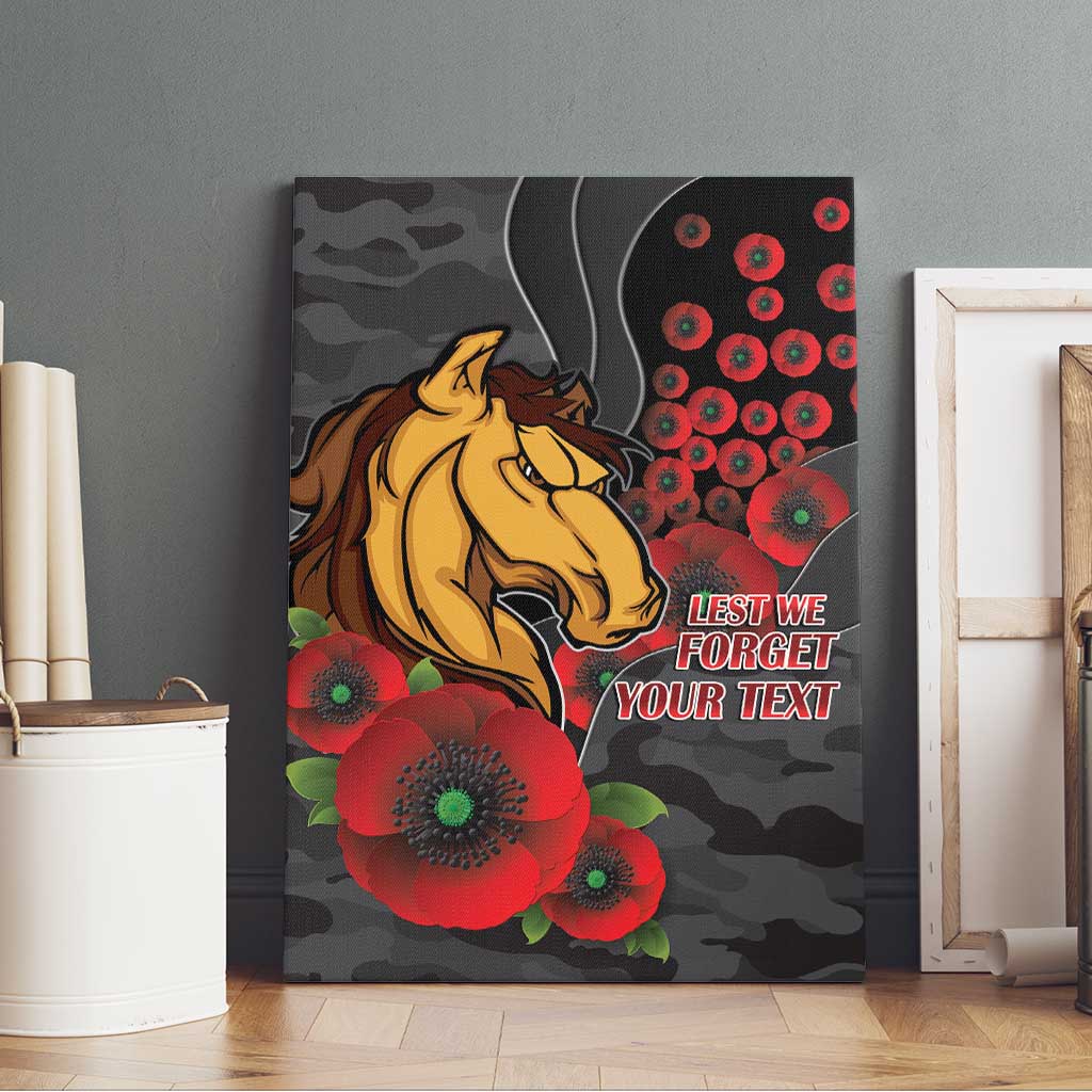 Brisbane Broncos ANZAC Personalised Canvas Wall Art Lest We Forget Poppy Camo
