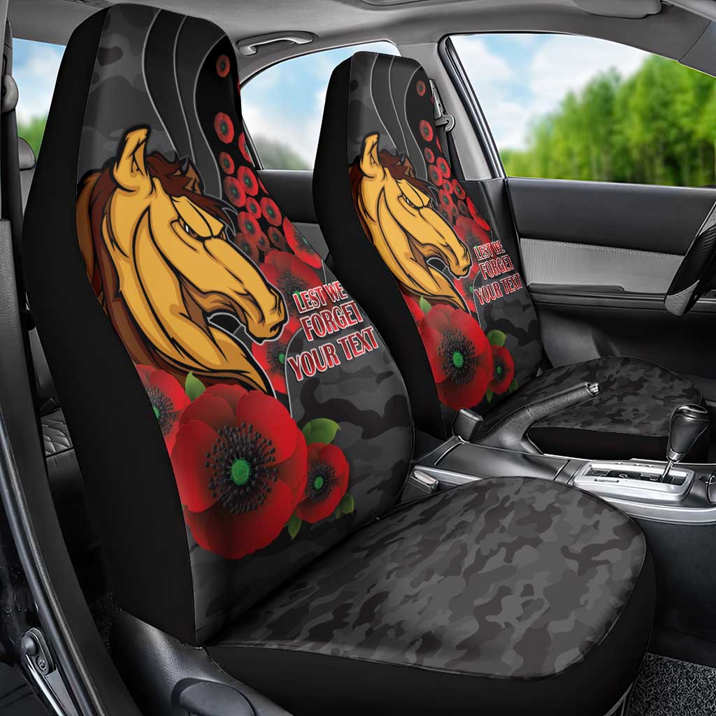 Brisbane Broncos ANZAC Personalised Car Seat Cover Lest We Forget Poppy Camo