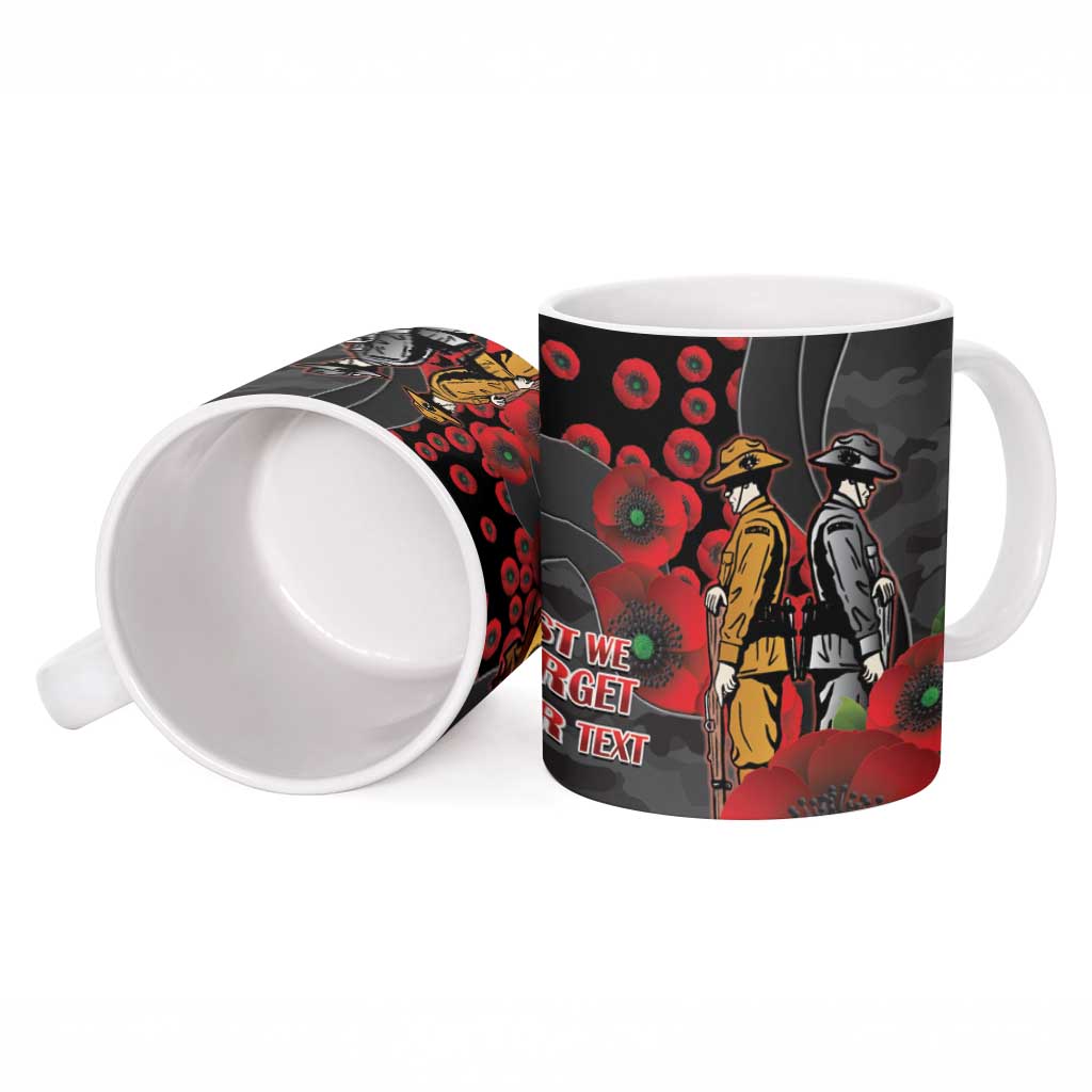 Brisbane Broncos ANZAC Personalised Ceramic Mug Lest We Forget Poppy Camo