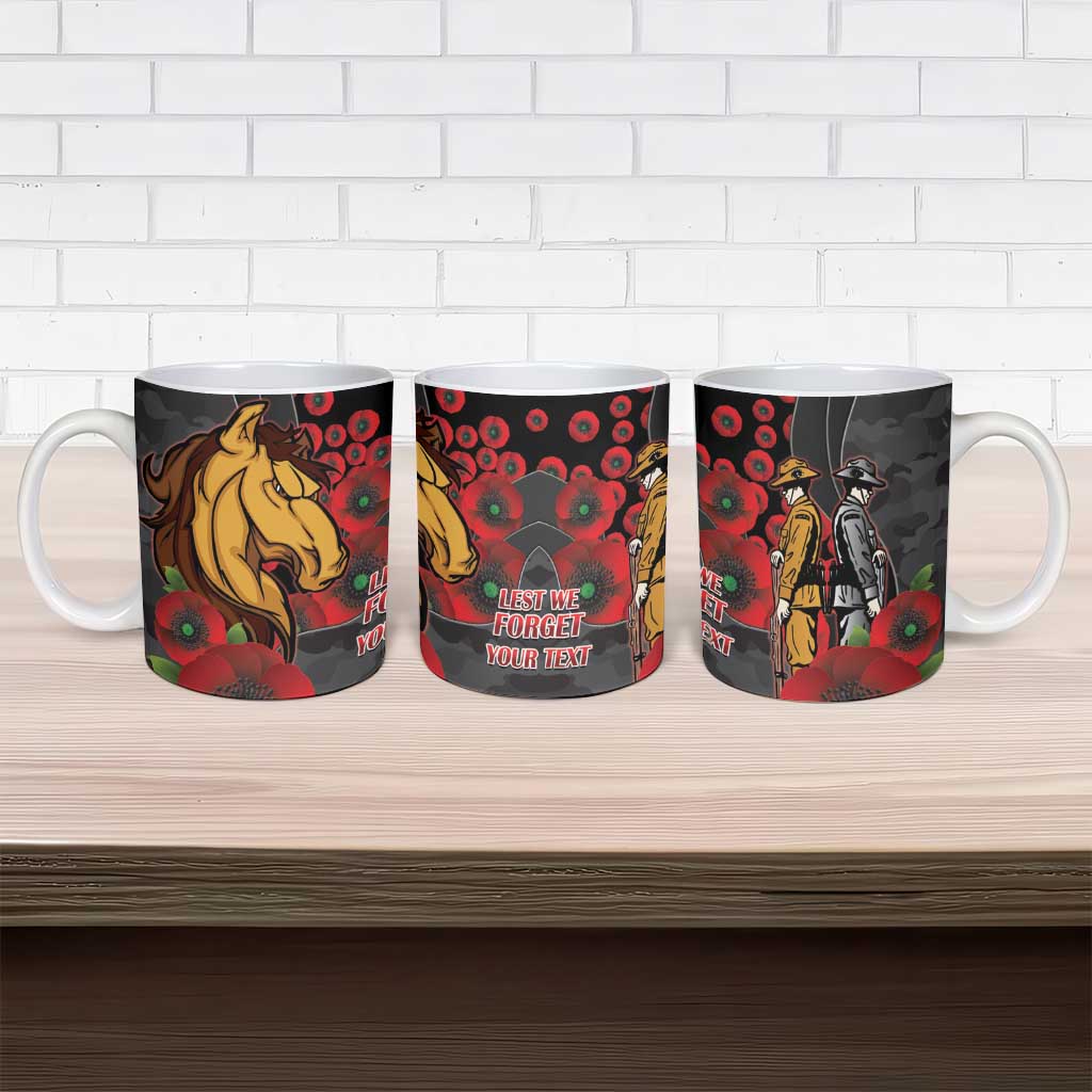 Brisbane Broncos ANZAC Personalised Ceramic Mug Lest We Forget Poppy Camo