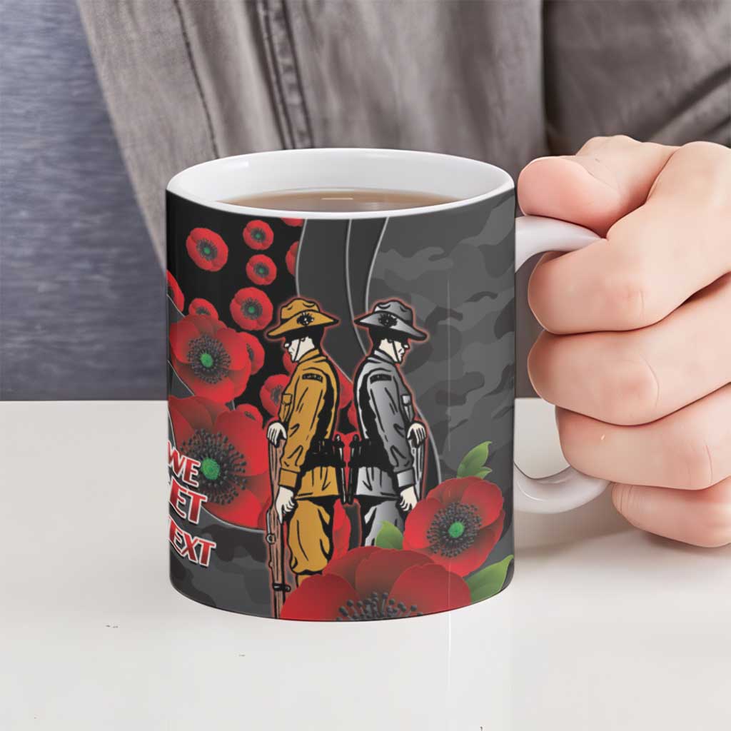 Brisbane Broncos ANZAC Personalised Ceramic Mug Lest We Forget Poppy Camo
