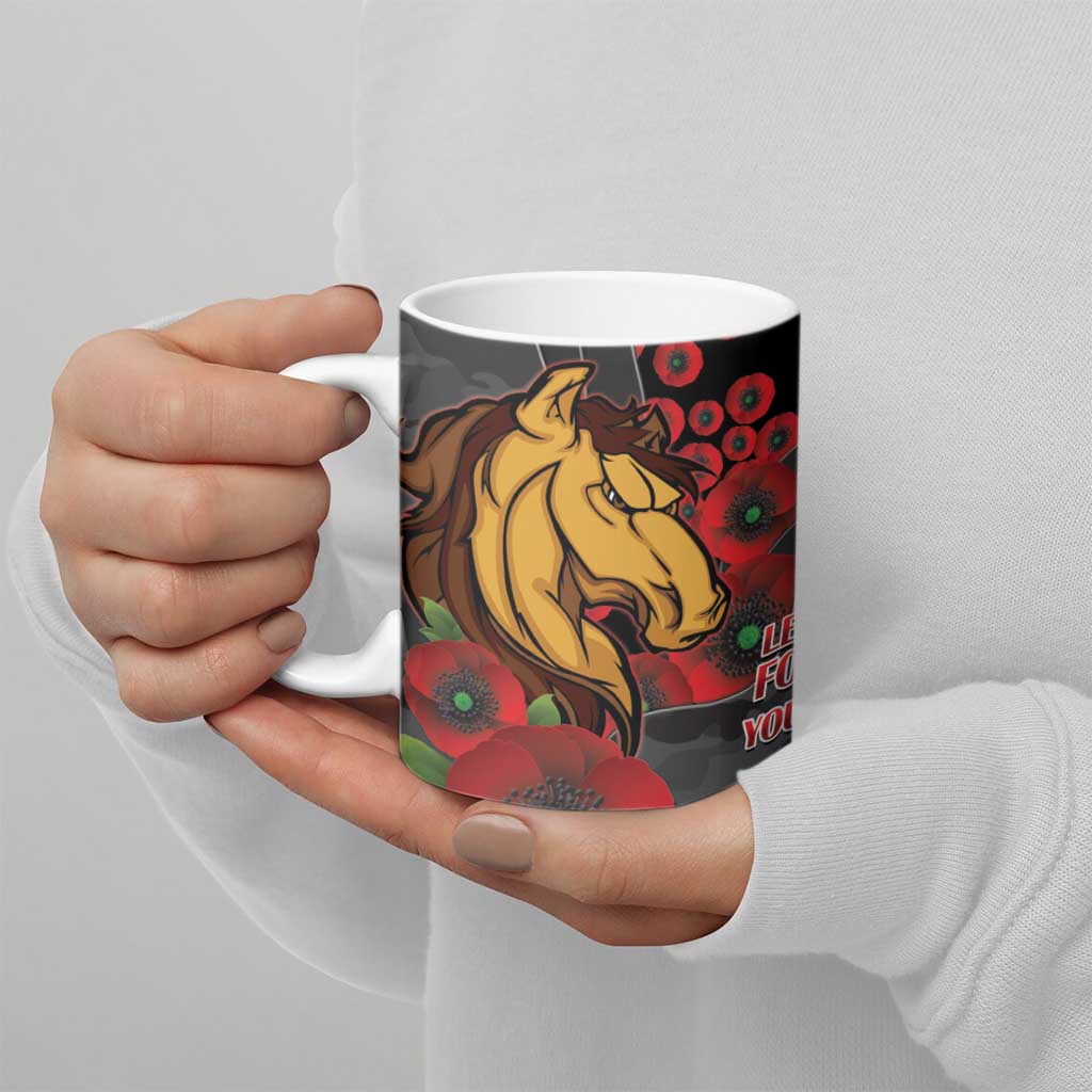 Brisbane Broncos ANZAC Personalised Ceramic Mug Lest We Forget Poppy Camo
